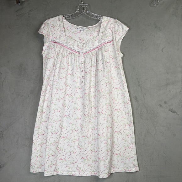 Eileen West Other - Eileen West Floral Nightgown Womens M White Pink Cottagecore Cotton Sleepwear